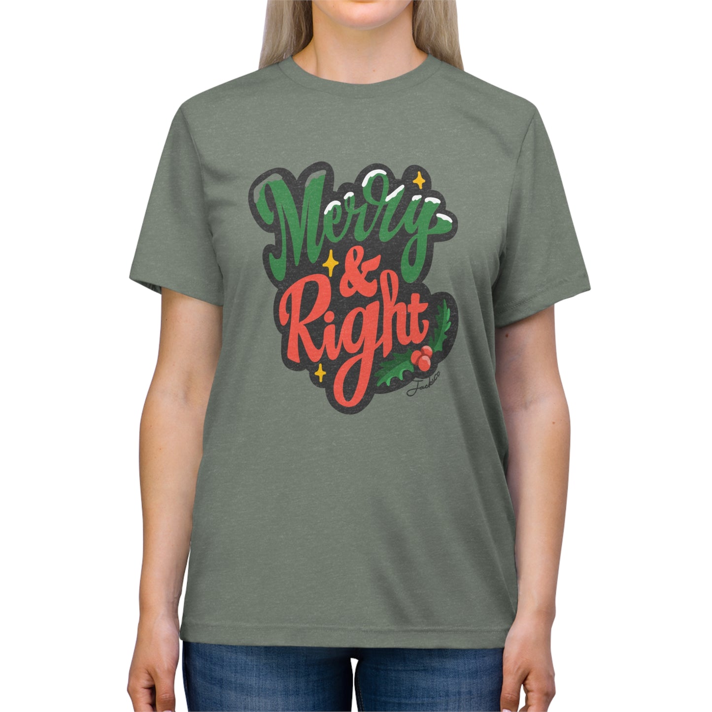 Merry & Right Unisex Triblend Tee for Holiday Cheer