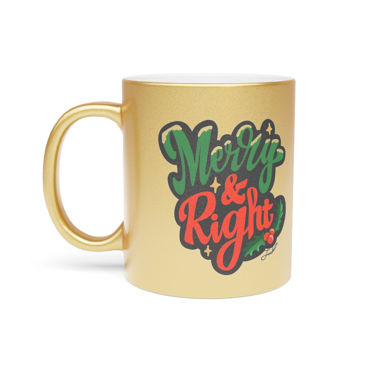 Merry & Right Metallic Mug for Holiday Cheers