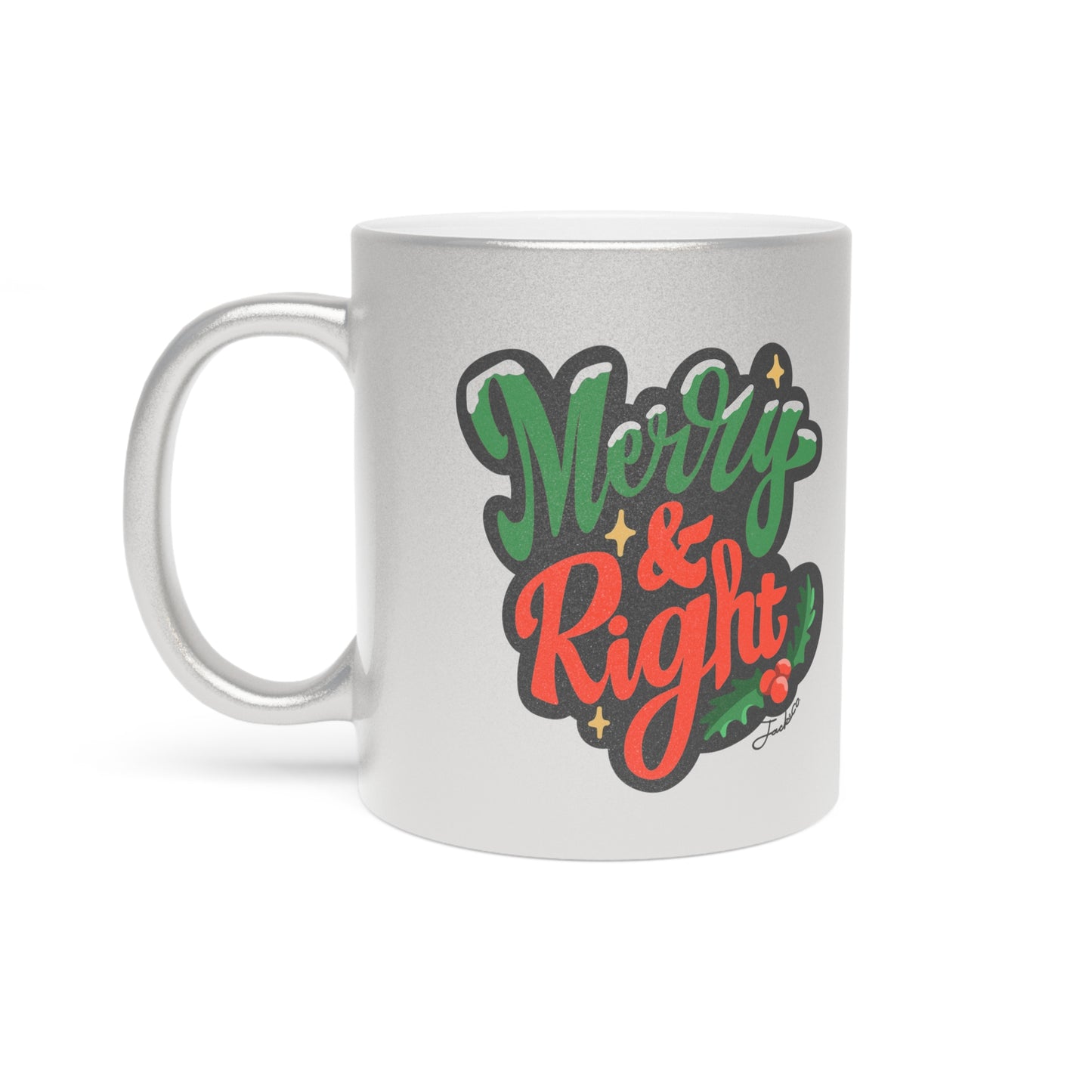 Merry & Right Metallic Mug for Holiday Cheers